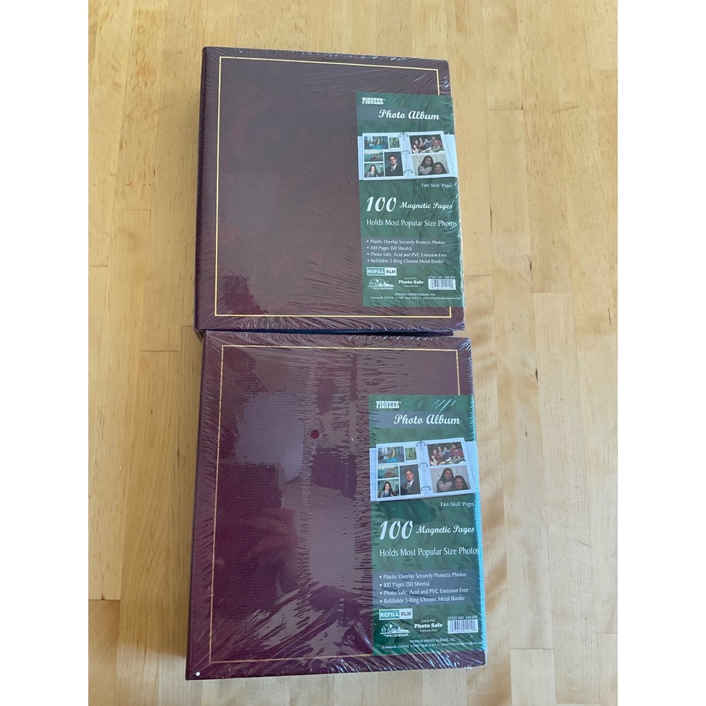2 Pioneer Photo Albums Burgundy Magnetic Fast-Stick 100 Pages LM-100 Refillable